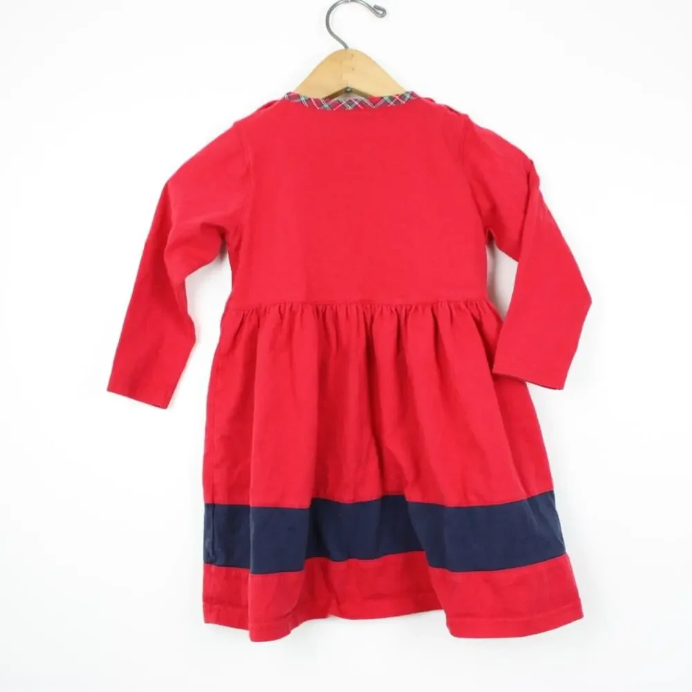 Vintage Tommy Hilfiger Dress Girls Size 3T Red Colorblock Y2K Long Sleeve